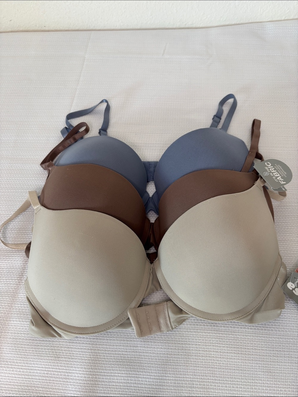 Essentials 3-Pack Smooth T-Shirt Bras in Cream, Brown & Steel Blue